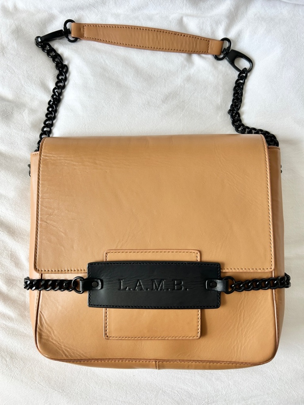 L.A.M.B. Tan Leather Shoulder Bag